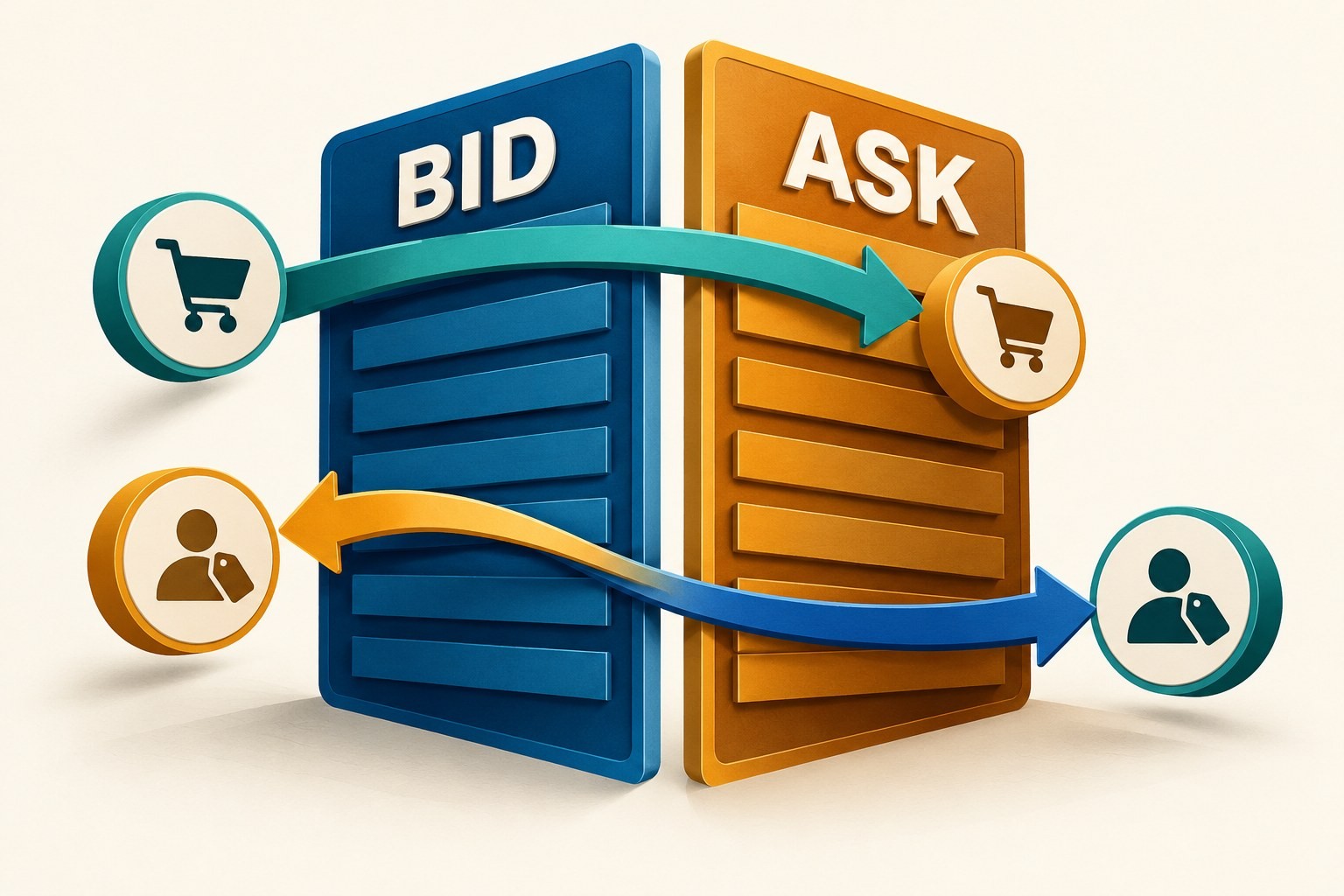 Bid and ask quote boards show the two transaction prices used when buying and selling.